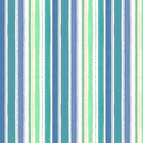 Harmony Stripes in blue and green_watercolorpainting