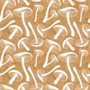 Cream White Mushrooms on Kraft Paper Background
