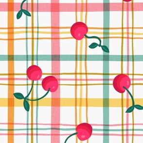 Cherry Picnic (jumbo) - Cheerful Checks