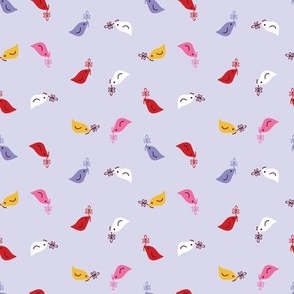 Birds Doves Olive Branch Christmas Holiday Peace Pink Purple Red Yellow White