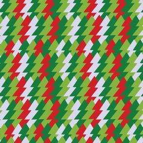 Mod Christmas Trees Forest Groovy Red Green Lilac Lavender Purple Zigzag Holiday Op Art