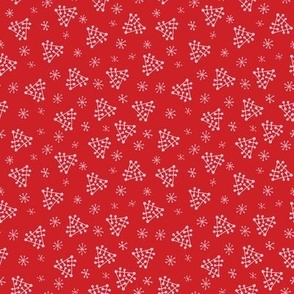 Groovy Mod Snow Red Snowflakes Christmas Retro Holiday Mid-Century Modern