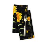 Sunflowers with black background