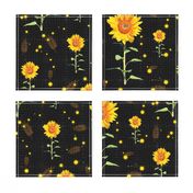 Sunflowers with black background