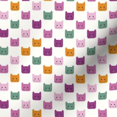 Checkers Kawaii Cats in row  Happy