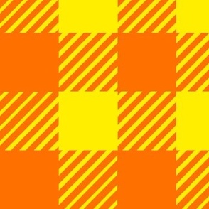 orange and yellow sunshine buffalo plaid, large scale