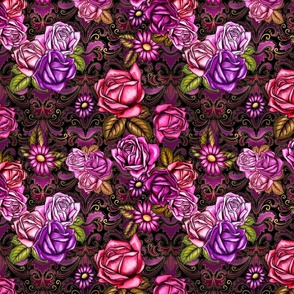 Moody floral damask medium scale