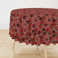 rockabilly roses leopard in burgundy and red ROTATED version