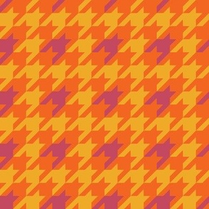 Small Vintage Tutti Fruity Summer Houndstooth Checkers in Pink Yellow and Orange