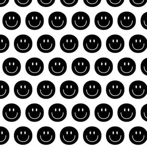 black and white happy face smiley guy 1 inch inverted