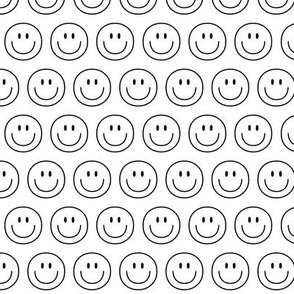 black and white happy face smiley guy 1 inch