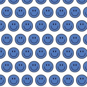 blue happy face smiley guy 1 inch