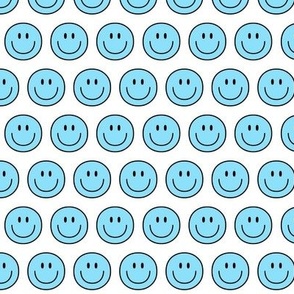 light blue happy face smiley guy 1 inch