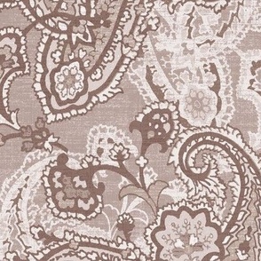 medium monochrome paisley mauve on dusty rose with linen texture