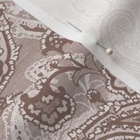 small monochrome paisley mauve on dusty rose with linen texture