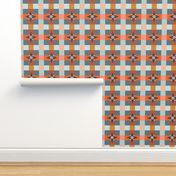 Western Plaid Cheerful Check in Orange and  Gray