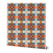 Western Plaid Cheerful Check in Orange and  Gray