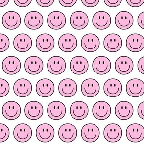 light pink happy face smiley guy 1 inch