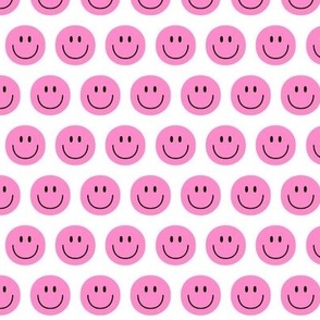 pink happy face smiley guy 1 inch no outline