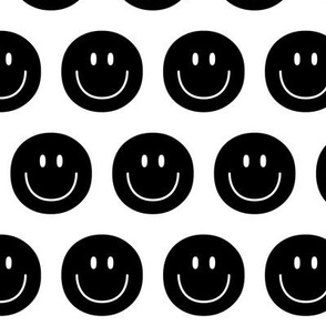 black and white happy face smiley guy 2 inch inverted