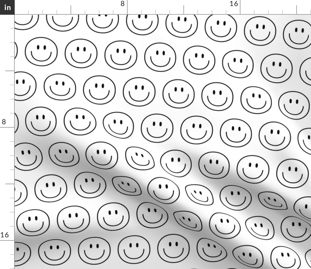 black and white happy face smiley guy 2 inch