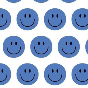 blue happy face smiley guy 2 inch no outline