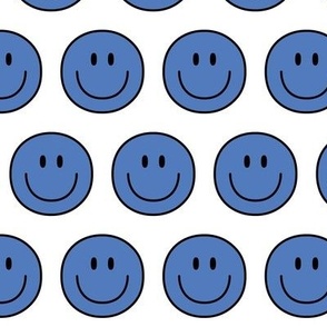 blue happy face smiley guy 2 inch