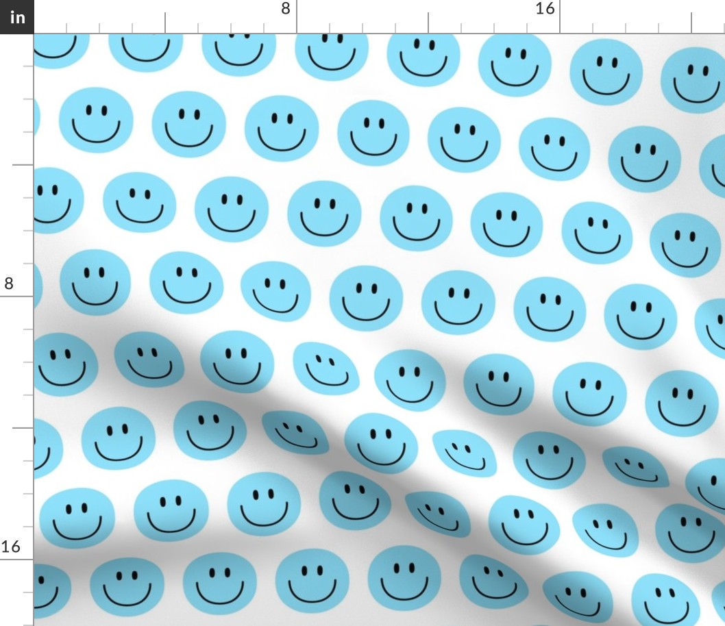 light blue happy face smiley guy 2 inch no outline
