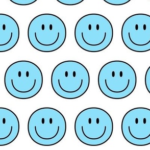 light blue happy face smiley guy 2 inch
