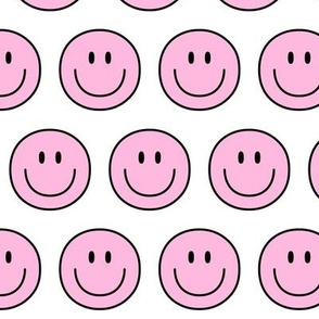 light pink happy face smiley guy 2 inch