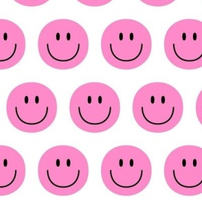 pink happy face smiley guy 2 inch no outline