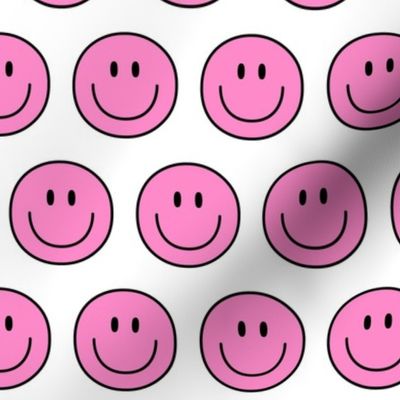 pink happy face smiley guy 2 inch