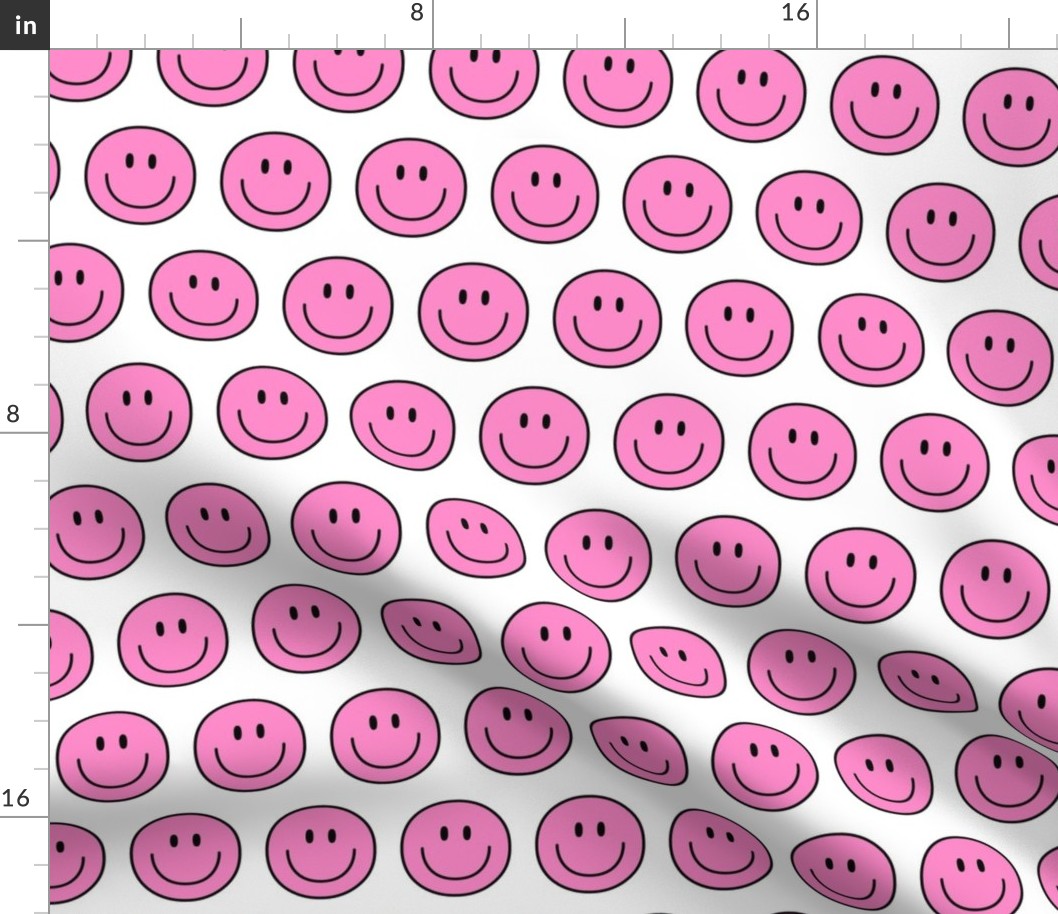 pink happy face smiley guy 2 inch