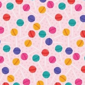 Small Colorful Lollipop Candy Polka Dots Pink, Teal, Yellow, Purple