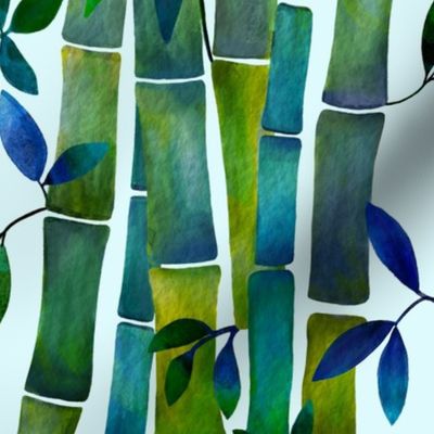 Large scale watercolor bamboo forest-green