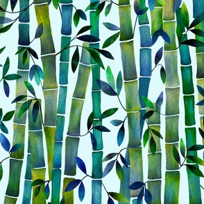 Large scale watercolor bamboo forest-green