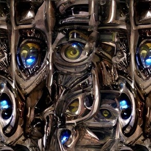 7 biomechanical bioorganic muscles flesh brown blue green eyes eyeballs demons aliens monsters body horror sci-fi science fiction futuristic machines Halloween scary horrifying morbid macabre spooky eerie frightening disgusting grotesque heavy metal death