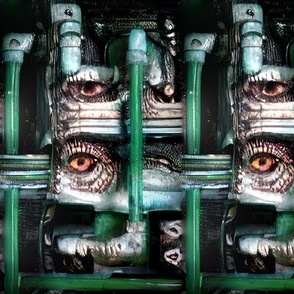 3 biomechanical circuit board eyes eyeballs green tubes cables wires demons aliens monsters body horror sci-fi science fiction futuristic machines cybernetics Halloween scary horrifying morbid macabre spooky eerie frightening disgusting grotesque heavy me