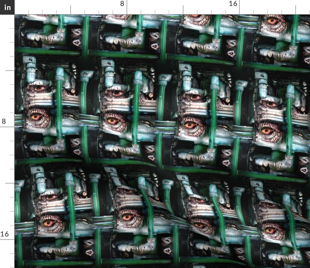 3 biomechanical circuit board eyes eyeballs green tubes cables wires demons aliens monsters body horror sci-fi science fiction futuristic machines cybernetics Halloween scary horrifying morbid macabre spooky eerie frightening disgusting grotesque heavy me