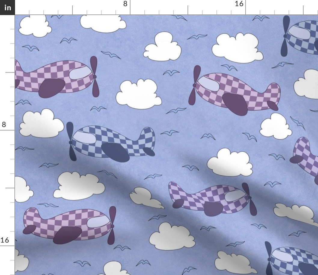 Cheerful Checked Planes - large scale