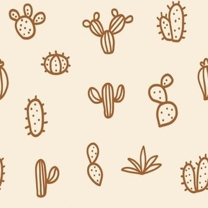 cactus doodles - brown & beige