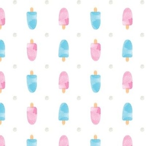 Watercolor Summer Popsicles - Blue and Pink