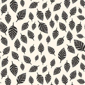 Striped Leaves - Black & White | L-M size | 18" | on Off white