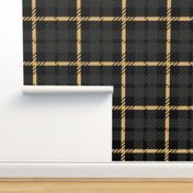 3´´ repeat Witch´s school plaid burlap texture dark gray light golden yellow black