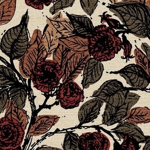 Autumn roses in cinnamon brown Large scale