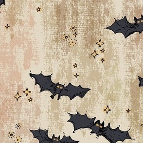 Witch´s bats on vintage beige Large scale