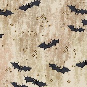 Witch´s bats on vintage beige Medium scale