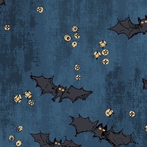 Witch´s bats on vintage denim blue Large scale