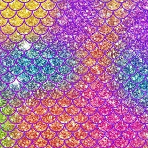 Rainbow glitter Mermaid scales purple