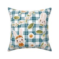 Cheerful Bunnies & Checks - blue